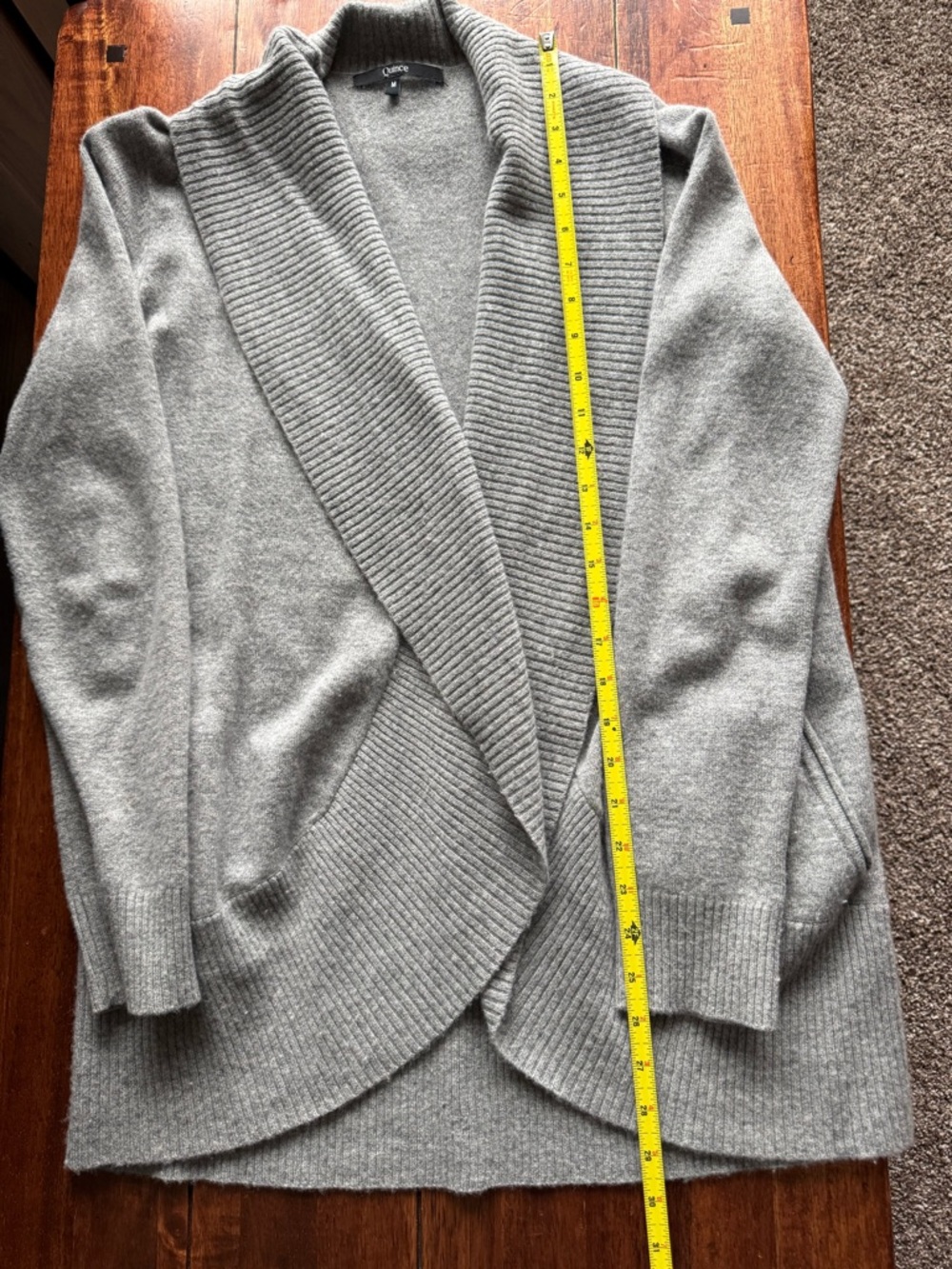 Women’s Quince Heather GreyMongolian Cashmere Open Cardigan Size Medium - Picture 11 of 11
